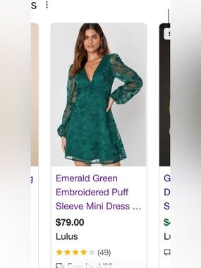 Lulu's Emerald Green Floral Long Sleeve Mini Dress